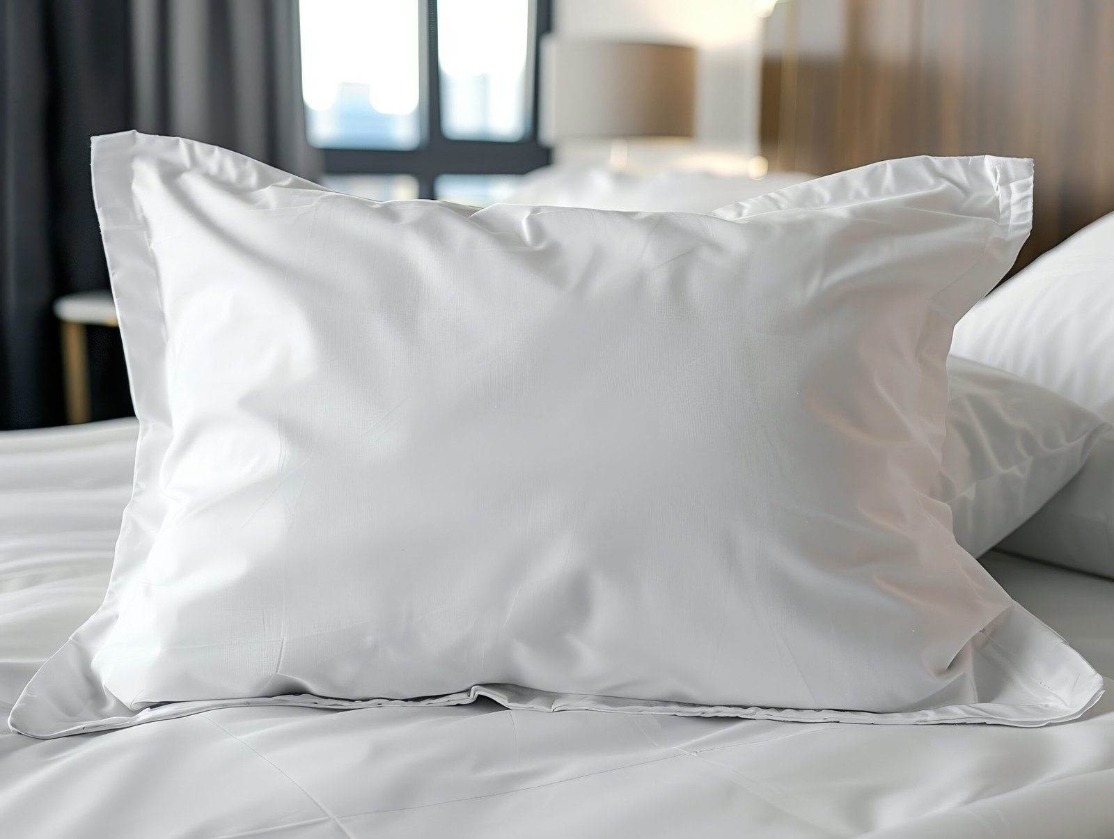 Oreiller blanc sur un lit d'hôtel impeccable